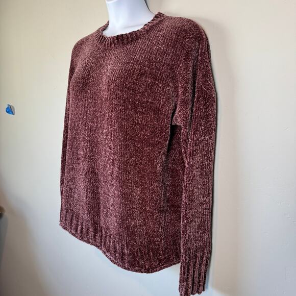 Seven7 Womens Sz M Pullover Sweater Mauve Chenille Knit Minimalist Comfort Cozy - Picture 4 of 9